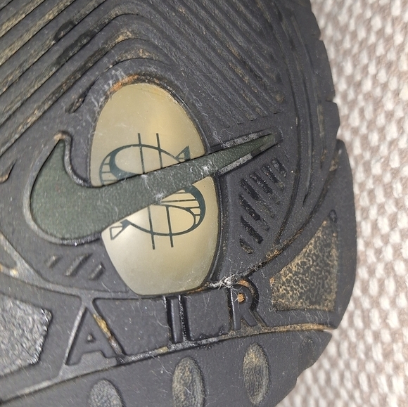 Nike Green and Black Air Money Sneakers with Rugged Design In A Size 9.